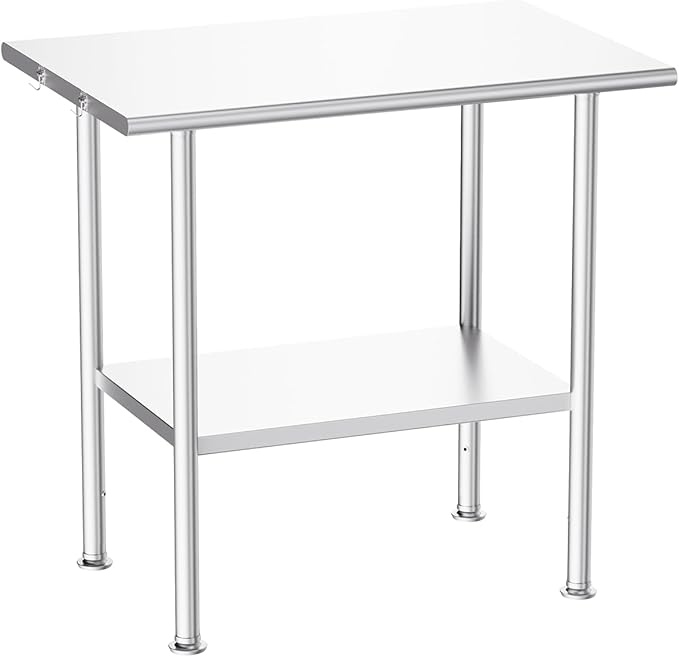Stainless Steel Prep Table for Work, 24 * 36 Inch, High Load Bearing with Undershelf for BBQ, Restaurants, Workshops, Kitchens, Garages and Gardens
