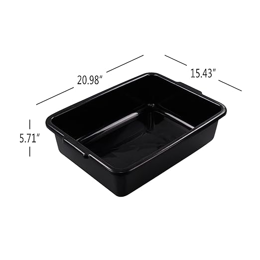 4-Pack 24 L Commercial Bus Box, Plastic Utility Bus Tubs, Black