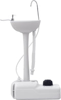 kleankin Portable Camping Sink, Portable Sink Hand Wash Station with 4.5 Gallon (17L) Tank, Rolling Wheels, Soap Dispenser, Towel Holder for RV, Outdoor Events, Gatherings, HDPE, White