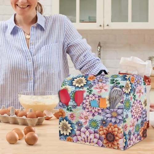 Stand Mixer Covers Boho Floral Print Dust Mixer Covers for Stand Mixer Kitchen Counter Mixer Parts & Accessories Decor for Kitchen Kid Mixer Cover