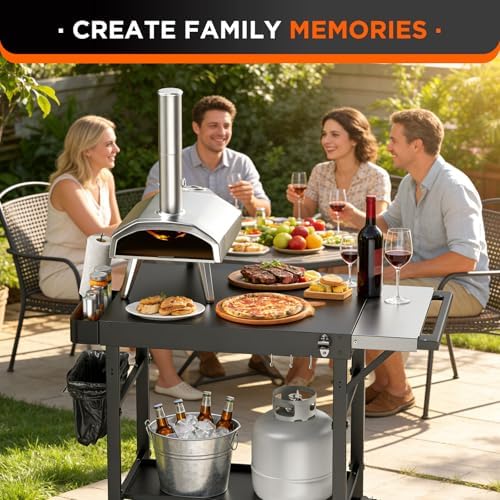 EUTRKei Grill Table, Pizza Oven Table, Grill Cart for Ooni Ninja Blackstone