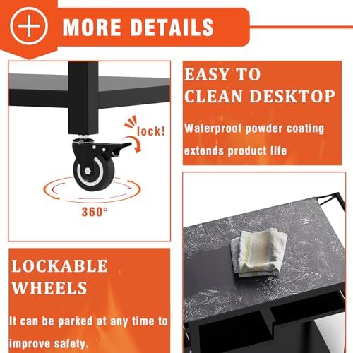 32" Three-Shelf Grill Table, Movable Grill Cart for Ninja