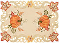 Simhomsen Embroidered Thanksgiving Harvest Pumpkins Table Runners for Autumn or Fall Decorations (13× 19 Inch Set of 6)