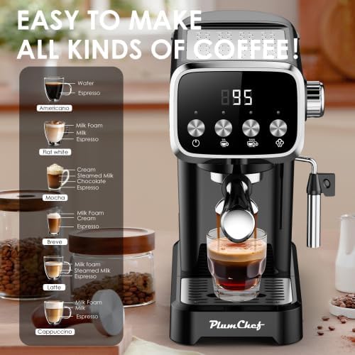 20BAR Espresso Machine with Frother, Coffee Maker with Cup Warmer