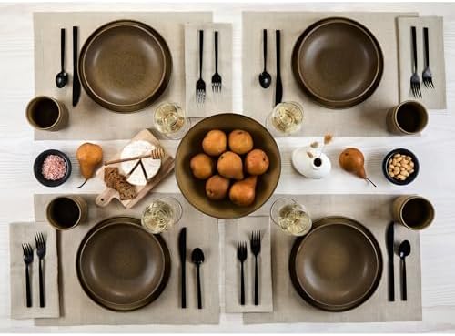 Solino Home 100% Pure Linen Placemats Natural, Fete 14 x 19 in, Set of 6