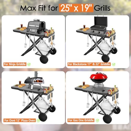 Grill Cart for Weber Q1200 Q1000 Q2200 Q2400, Portable Grill Stand