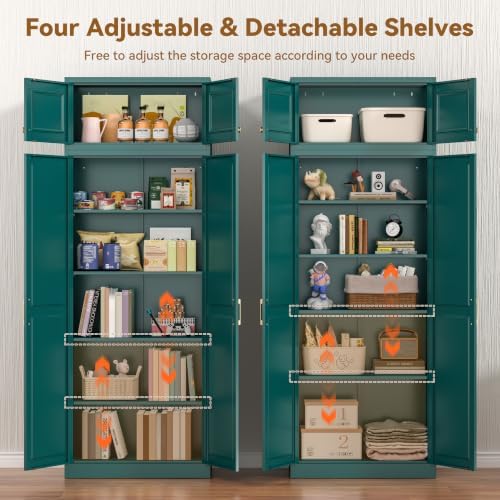 Polup 86" Tall Metal Kitchen Pantry Storage Cabinet with Doors and Shelves