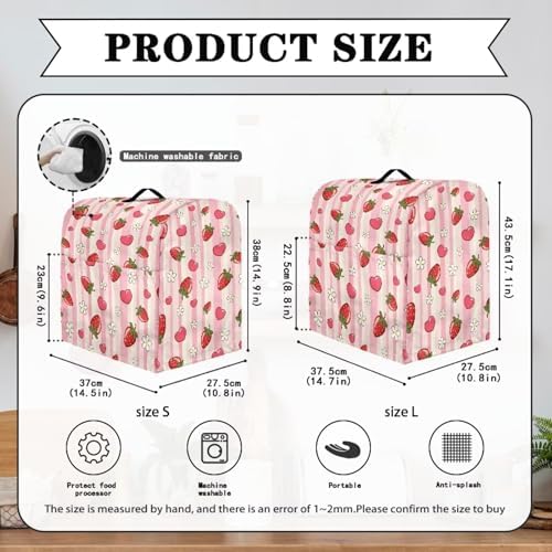 Cute Strawberry and Flower Stand Mixer Covers Compatible with 6-8 Quarts Kitchen Aid Stand Mixer Dust Protector Cover Organizers with Handle Pocket Pink