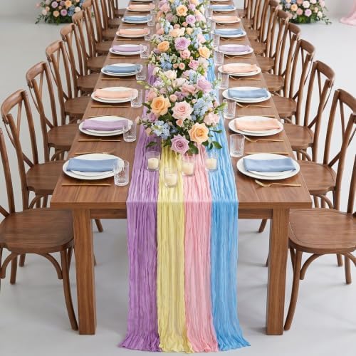 8 Pcs Pastel Cheesecloth Table Runner 118" Cloth Runner