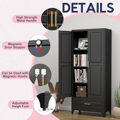 UNICOLY Pantry Kitchen Cabinet with Drawer, 75" Tall Pantry Storage Cabinet