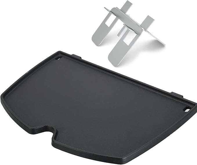 Uniflasy 6558 Cast Iron Griddle Plate for Weber Q1200 Q1000 Q120 Q100 Series Gas Grills, Cooking Griddle Replacement Parts for Weber Q1200 Q1000 Grill Accessories, 12.6 x 8.6 Inches