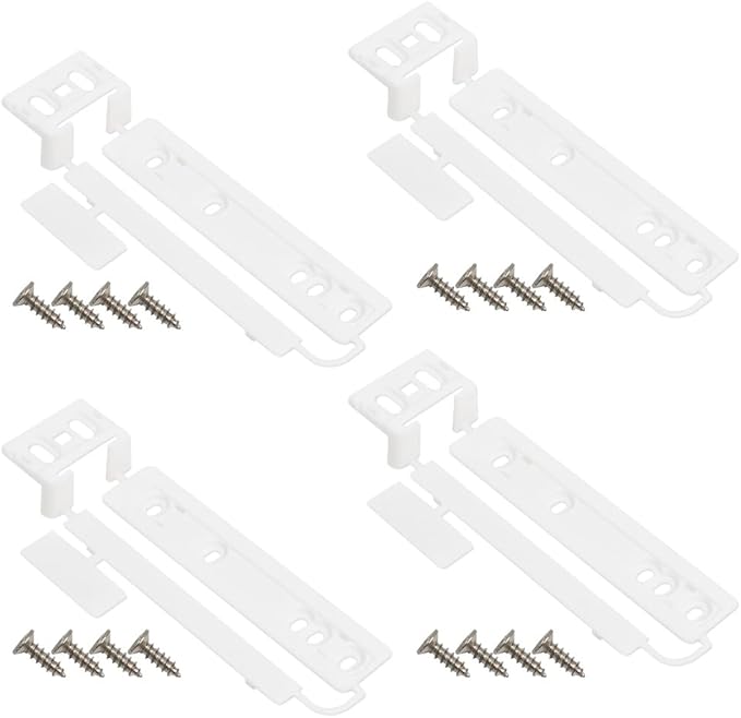 4Pcs Universal Integrated Fridge Freezer Door Slider with Screws, Fridge Door Mounting Installation Fixing Kit with Barckets and Clips