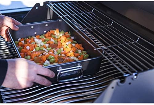 Napoleon Grill Roasting Pan - Porcelain Enameled, Drop-in Roasting Pan, 17.75 in x 28.6 in, Fits Prestige/Prestige PRO/Rogue Grills, Retractable Handles