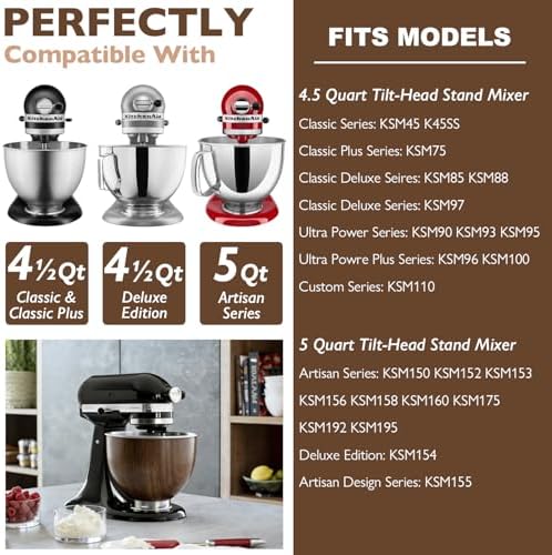 Wood Grain 5 Qt Stainless Steel Mixer Bowl for Kitchenaid Tilt-Head Mixer