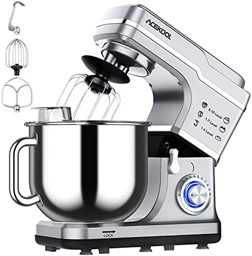 10-Speed Stand Mixer with 7.5 Quart Stainless Steel Bowl, Tilt-Head Electric Kitchen Mixer for Home Baking, Includes Beater, Dough Hook, Wire Whisk, Splash Guard, Ideal for Bread, Cake, and Cookies