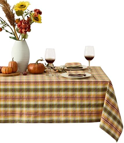 Newbridge Thanksgiving Wheatfield Plaid 52 x 70 Inch Rectangle Tablecloth