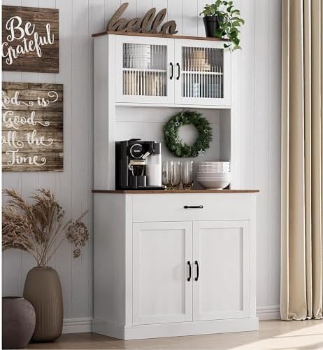 IDEALHOUSE Kitchen Pantry Cabinet with Microwave Stand