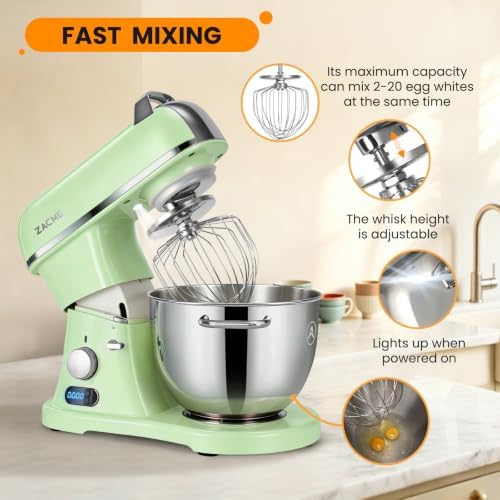 ZACME 8.4QT Commercial Stand Mixer 800W with Aluminum Die Casting Meets the Standard of NSF/ANSI 8-2023, Mixers Kitchen Electric Stand Mixer with Stainless Steel 8L Bowl, Dough Hook, Whisk and Beater