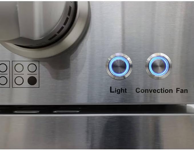 Brama 6.7 Cu. Ft. Stainless Steel Dual Fuel Slide In Range Gas Cooktop Electric Oven Convection Cooking Large Capacity 5 Burners Touch Controls True European Convection