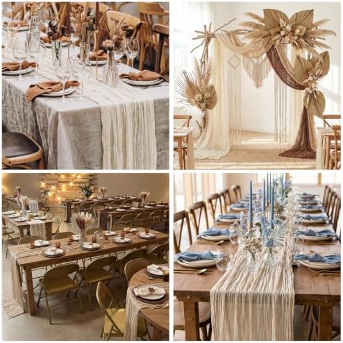 6 Pcs Brown Series Cheesecloth Table Runner 118"
