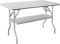 HARDURA Folding Stainless Steel Table 30X48 Inches with Adjustable Undershelf and Legs NSF Commercial Portable Folding Prep Table for Restaurant Kitchen Home and Hotel