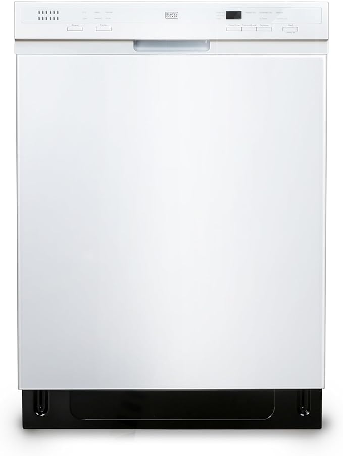 BLACK+DECKER 24" Built-In Dishwasher, 12-Place Setting Capacity with Stainless Steel Tub, Dish Washer with 6 Wash Programs, Low Noise, ENERGY STAR Certified, BDW200MW, White