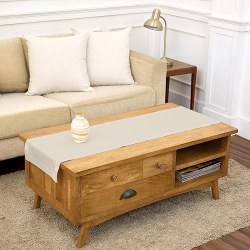 Solino Home Cotton Linen Table Runner Linen Hemstitch, 14 x 48 in