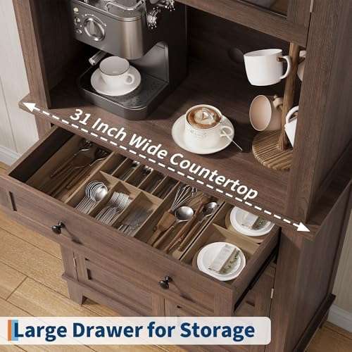 Takywep 72 in Tall Kitchen Pantry Cabinet, Kitchen Hutch Bar Cabinet