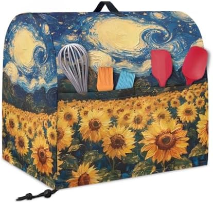 Starry Night Stand Mixer Cover Sunflower Kitchen Aid Cover Dust Cover with 2 Pocket and Handle Kitchen Appliance Coffee Maker Protector Dust Covers
