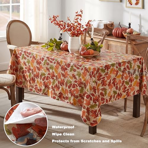 Newbridge Thanksgiving Falling Leaves 60 x 120” Rectangle Vinyl Tablecloth