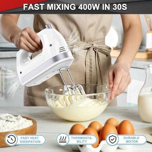 Lord Eagle Hand Mixer Electric Handheld 400W, 5-Speed with Storage Bag