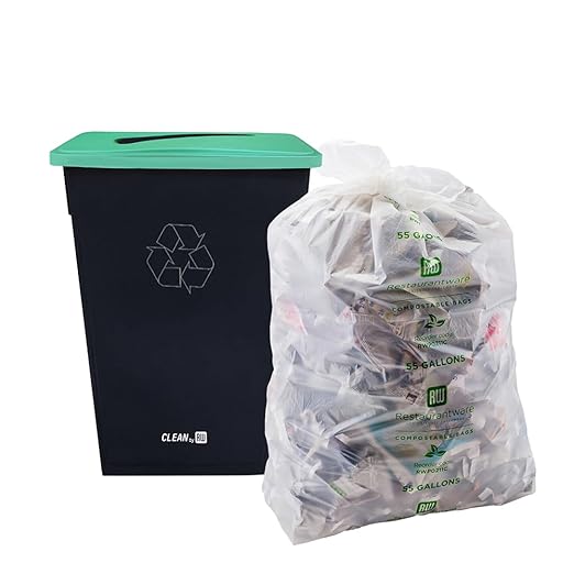 Restaurantware LID ONLY: RW Clean 1 Recycling Can Lid Fits 23 Gallon Trash Can - Slot Opening For Paper Green Plastic Lid For Waste Basket Heavy-Duty Trash Can Sold Separately