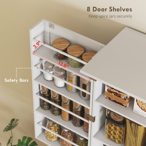 HOMCOM 72" Farmhouse Kitchen Pantry Cabinet, Tall, 4 Barn Doors, White