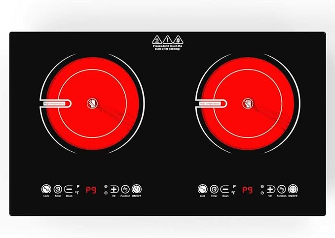 VBGK 2 Burner Electric Cooktop,110V 2400W Electric Stove Top with Touch Control,9 Heating Level,Timer & Kid Safety 2 burner cooktop.