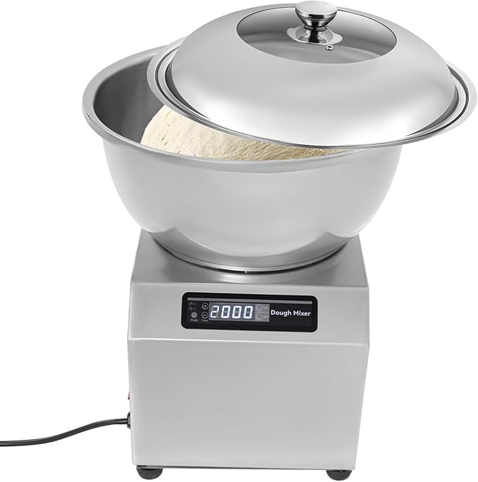 Commercial Dough Mixer, 1500W Large Capacity Dough Maker with Timer and Dual Rotation, Heavy Duty Dough Kneader with 17.6 lbs Stainless Steel Bowl for Home Bakery, Restaurant, Noodle & Bread Making