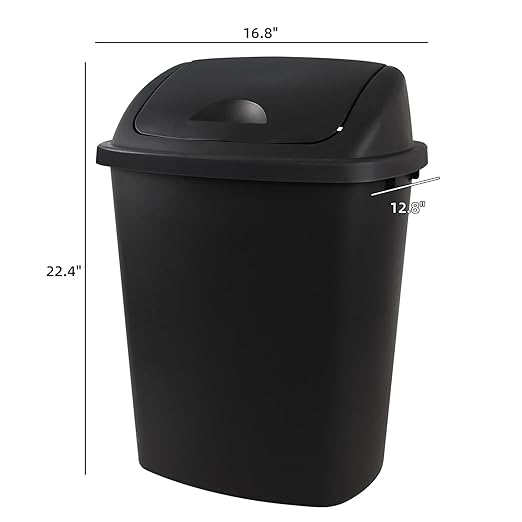 Trash Can, 4 Pack 10 Gallon Plastic Garbage Container Bin with Swing Top Lid, Black Waste Basket for Kitchen, Bathroom, Living Room, Office