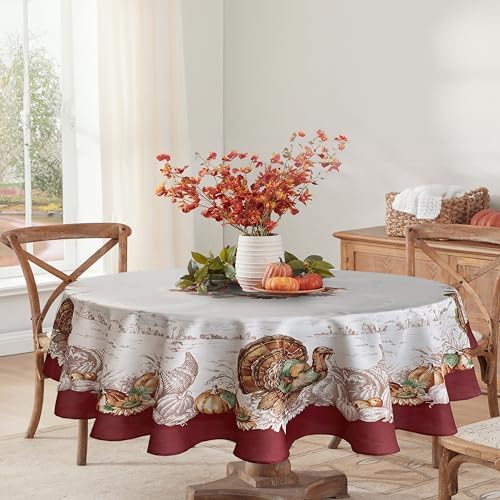 Newbridge Thanksgiving Country Turkey Tablecloth 60 x 84 Inch Oval