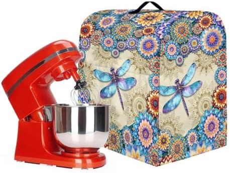 Dragonfly Boho Flower Mixer Covers Washable Stand Mixer Dust Cover Fit Kitchen Aid Mixer 4.5-8 Quart Home Kitchen Small Appliance Protector Colorful