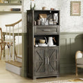 kepptory 55" Tall Kitchen Pantry, Farmhouse Storage Cabinet with Doors, Shelves and Drawer, Rustic Wood Cupboard for Kitchen, Dining Room