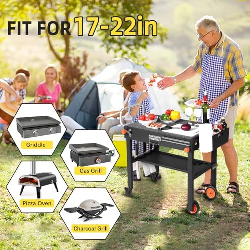 Portable Outdoor Grill Table, Blackstone Grill Stand, Folding BBQ Cart