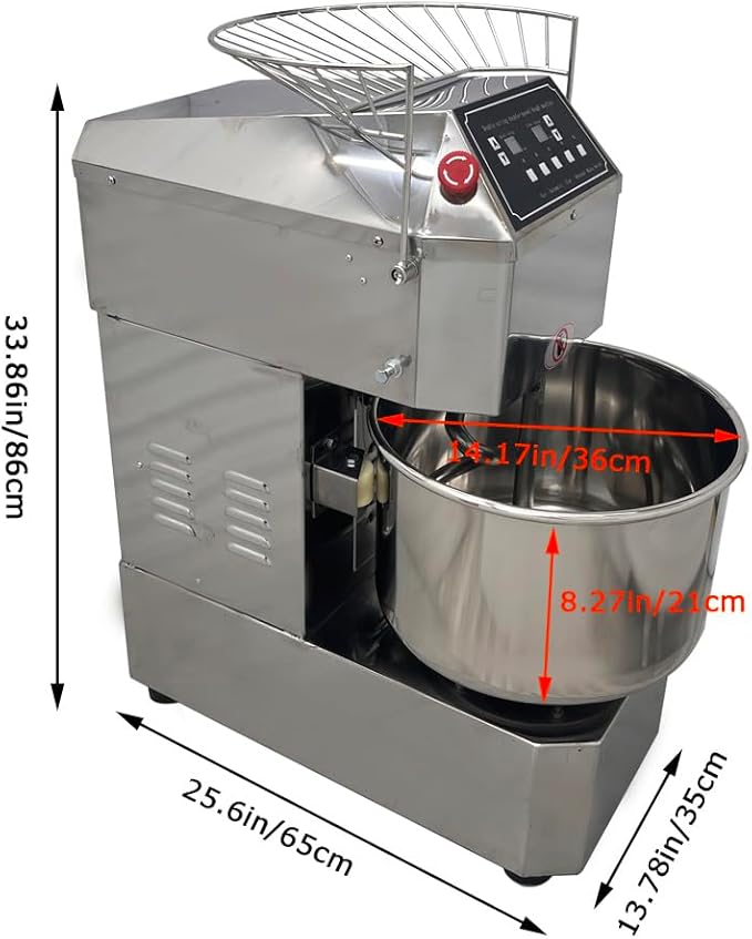 110V 1.25KW Commercial Dough Kneading Mixer Inverter Models Heavy Duty Stand Mixer 20QT Electric Dough Kneading Machine for Bakery Pizzeria