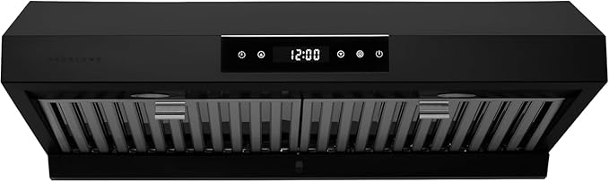 Hauslane Range Hood 30 Inch - Under Cabinet Range Hood 30" Matte Black Kitchen Hood, Vent Hood 30 Inches, Stove Vent Hood for Kitchen, Vent Hoods 30 Inch with LED - Chef Series PS18