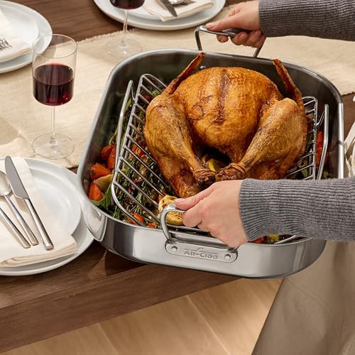 All-Clad Stainless Steel Roaster, 14" x 18" Roaster with rack