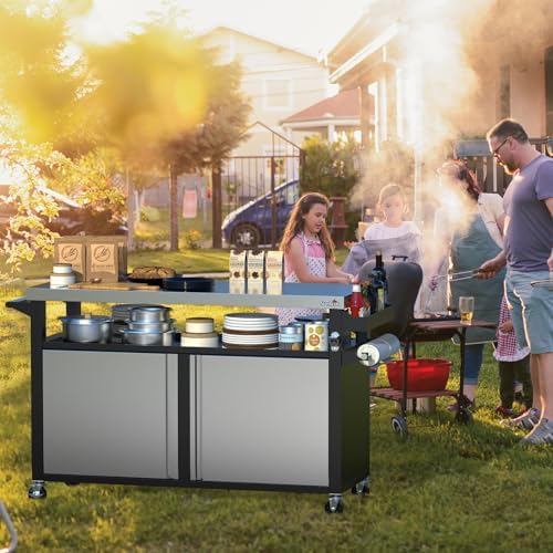 Stanbroil BBQ Grill Cart with Stainless Steel Table Top for Outdoor Indoor
