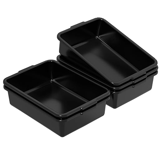 Sadstory 8 L Small Plastic Commercial Bus Tubs, Food Service Bus Tub Box, 5 Packs, Black