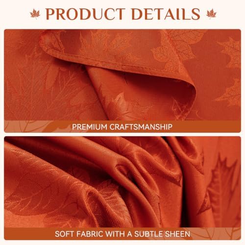 Softalker Fall Jacquard Rectangle Tablecloth, 60 x 120 Inch Burnt Orange