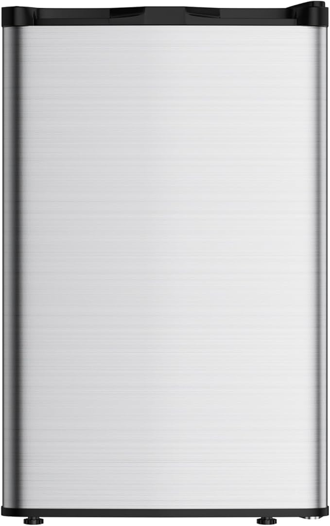 TABU 3.6 Cu Ft Upright Freezer, Freestanding Mini Freezer with 7 Adjustable Thermostat, Compact Freezer with Removable Shelves, Reversible Stainless Steel Door, Silver