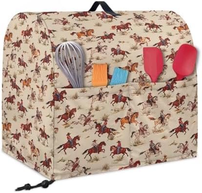 Universal Stand Mixer Dustproof Cover Horse Cowboys Pattern Compatible with Kitchen Aid Mixer Soft Washable Stand Mixer Covers for 4.5-5 Qt Mixer
