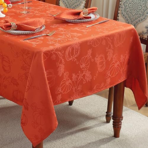 SASTYBALE Fall Tablecloth Rectangle Jacquard, 60" x 120", Rust