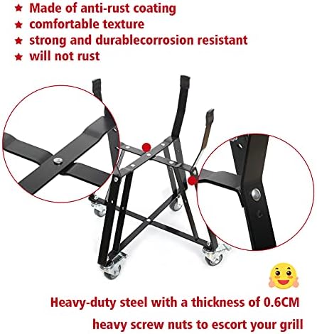 Rolling Cart for Kamado Joe Classic Accessories,Kamado Joe Parts Rolling Nest with Heavy Duty Locking Caster Wheels Powder Coated Steel Rolling Outdoor Cart for Kamado Joe Classic Grill Stand